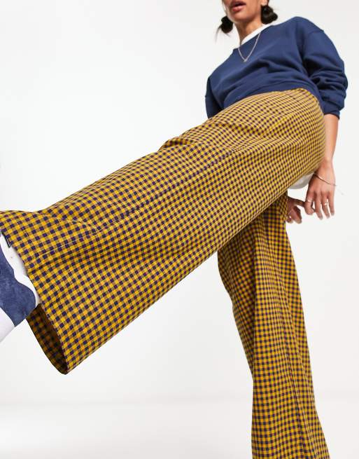 Heartbreak - Geruite broek met wijde pijpen in geel, deel van co-ord set, 3 van 4