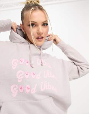 Heartbreak Heartbreak good vibes hoodie in mauve-Purple