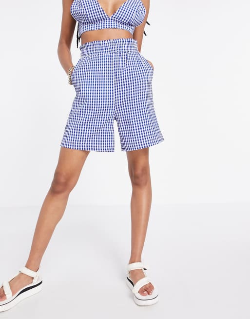 Heartbreak high waist shorts co-ord in blue gingham, 4 of 4