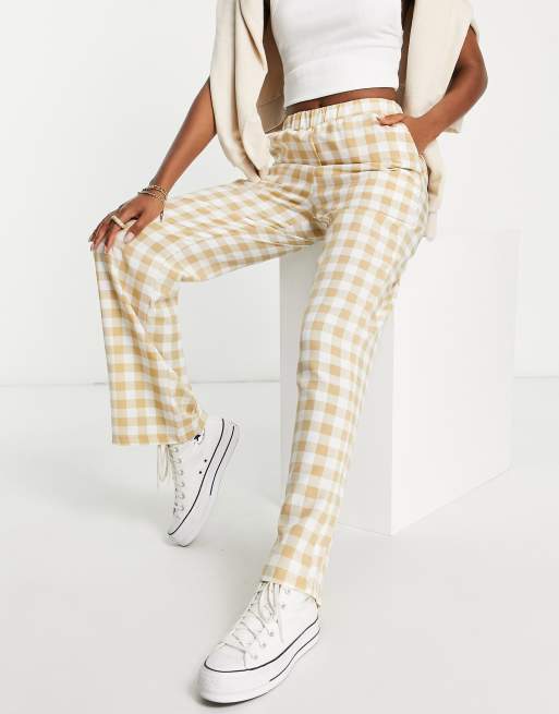 Heartbreak – Hose mit weitem Bein und Vichykaromuster in Beige, Kombiteil