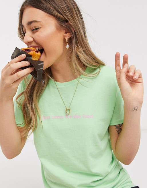 Heartbreak 'I just came for the food' slogan oversized t-shirt in mint