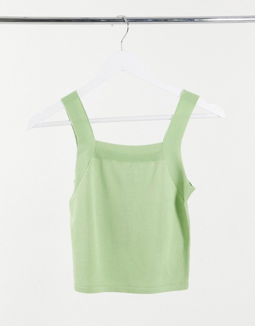 Heartbreak knitted cami crop top co-ord in sage green