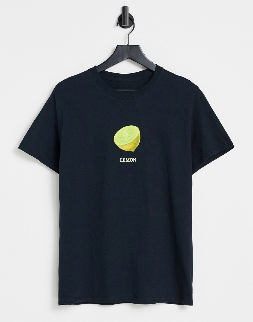 Heartbreak lemon graphic t-shirt-Black