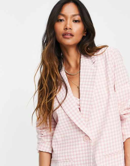 Heartbreak longline blazer co-ord in pink gingham, 3 of 4