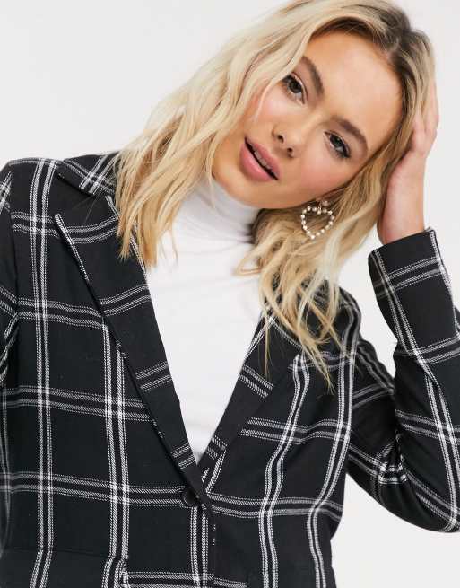 White on sale check blazer