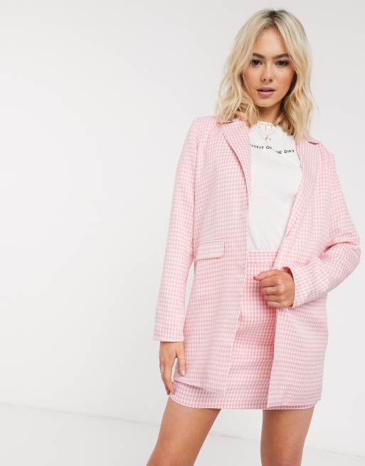 Pink gingham clearance blazer