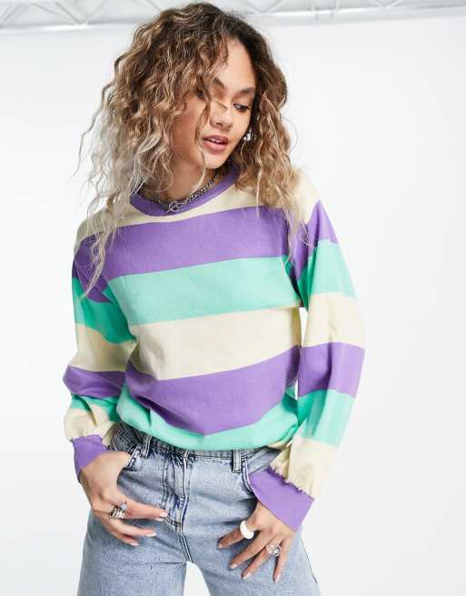 Heartbreak - Maglione oversize a righe pastello