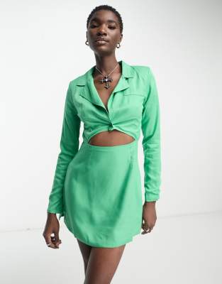 Heartbreak mini blazer dress with cut out in green