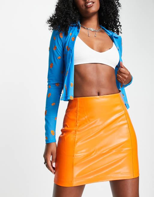 Heartbreak - Mini-jupe d'ensemble en PU - Orange
