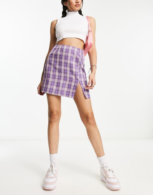 Heartbreak Mini rok met ruitjes in paars ASOS