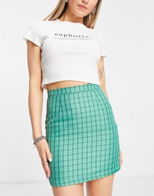 Heartbreak mini skirt co-ord in green check - ASOS Price Checker