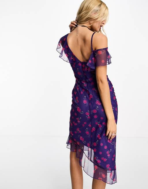 Lipsy floral outlet cold shoulder dress