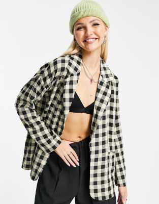 Heartbreak oversized blazer co-ord in beige check