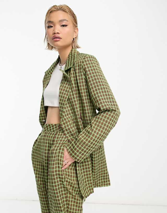 Heartbreak oversized blazer in green check - part of a set