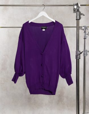 bright purple cardigan