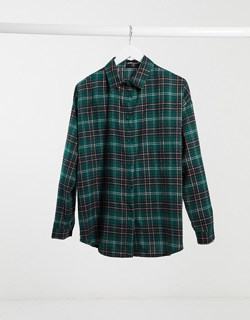 Heartbreak oversized checked shirt in green and pink