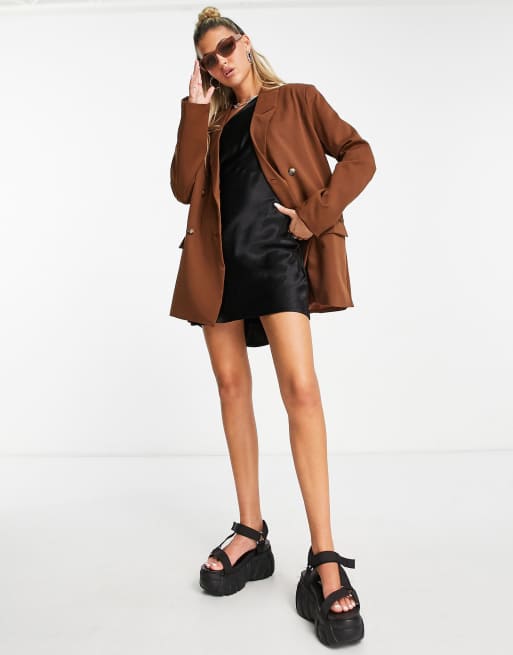 Heartbreak - Oversized dad-blazer i chokoladebrun