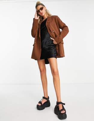 Heartbreak oversized dad blazer in chocolate brown