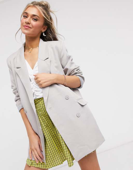 Heartbreak oversized dad blazer in grey | ASOS