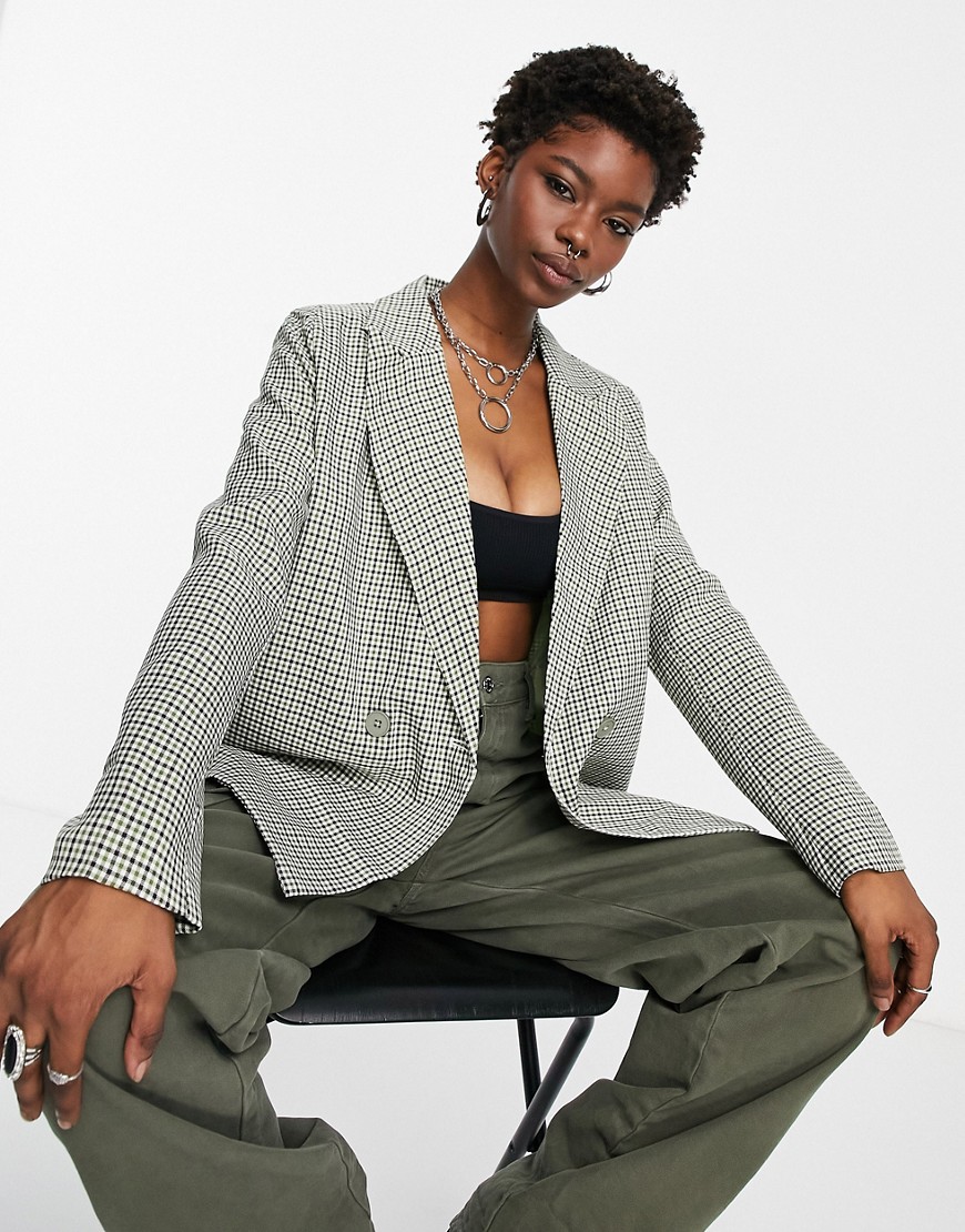 Heartbreak oversized double breasted blazer in green check - part of a set