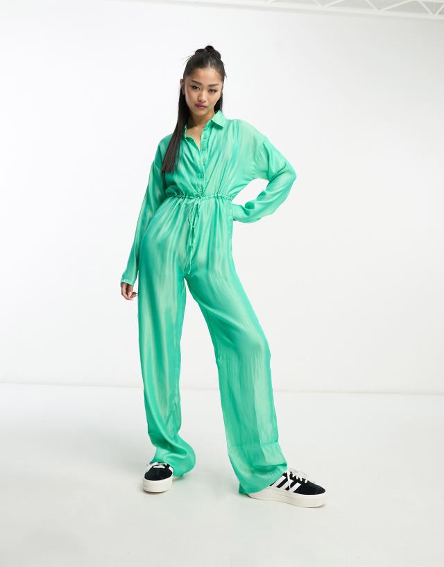 Heartbreak oversized drawstring waist jumpsuit in green