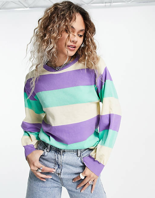Heartbreak oversized jumper in pastel stripe