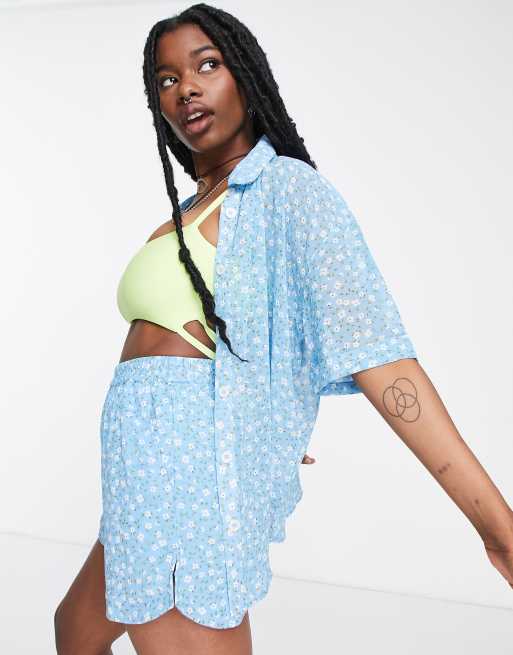 Heartbreak oversized shirt in ditsy floral print (part of a set)