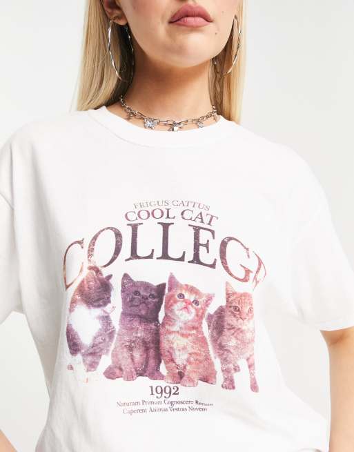 Heartbreak oversized t-shirt with college cats print in