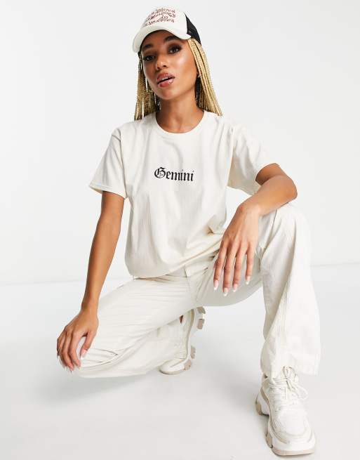 Heartbreak Oversized T shirt With Gemini Star Sign In Beige ASOS