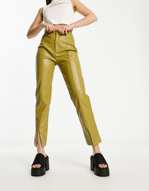 Pantalon simili cuir discount fendu