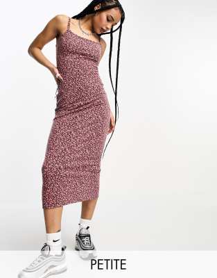 Heartbreak Petite Heartbreak Petite jersey midaxi bodycon dress in purple ditsy floral-Multi