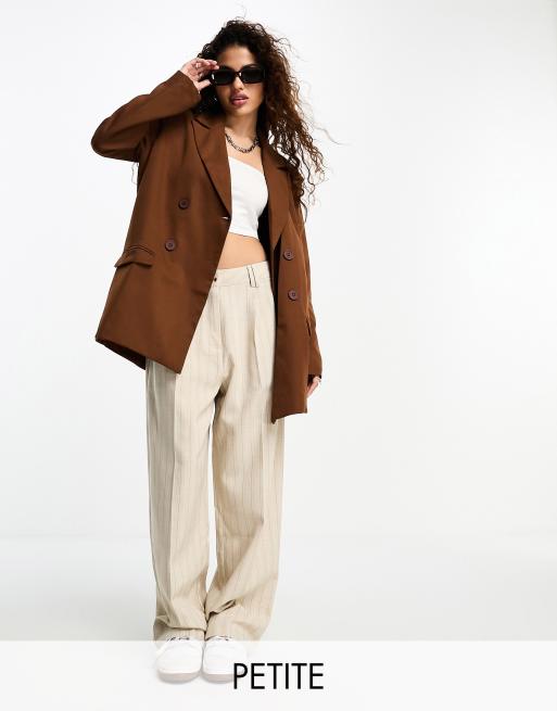 Heartbreak Petite oversized dad blazer in chocolate brown