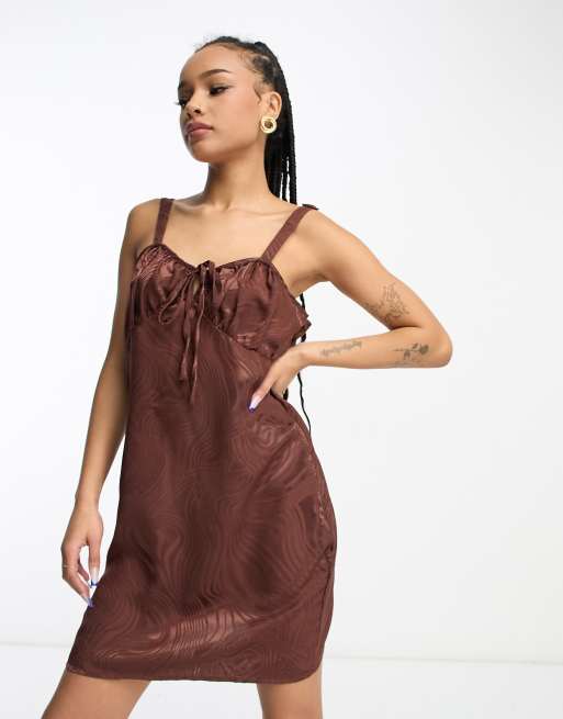 Satin jacquard shop cami dress