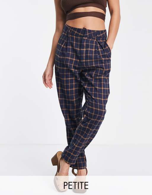 Navy check hot sale trousers womens