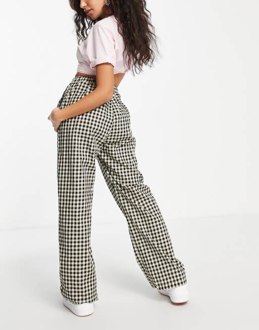 Wide leg gingham on sale trousers