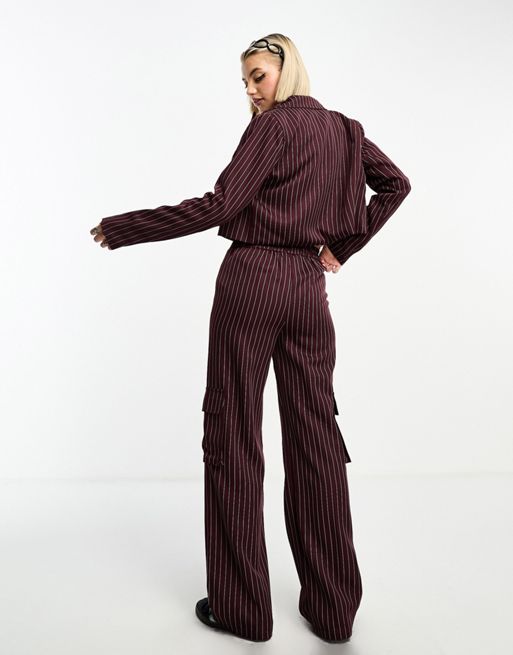 Heartbreak pinstripe fit and flare pants in black and white - part of a set