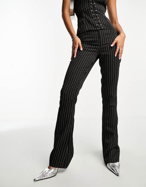 Black and best sale white flared trousers