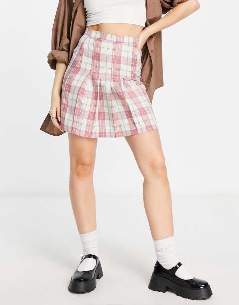 Heartbreak pleated mini skirt in pink check - view 1