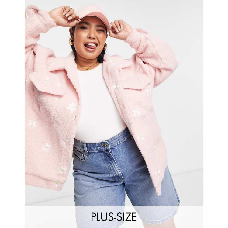 Pink best sale borg jacket