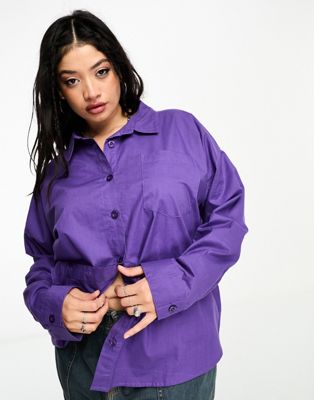 Heartbreak Plus cotton poplin shirt in purple