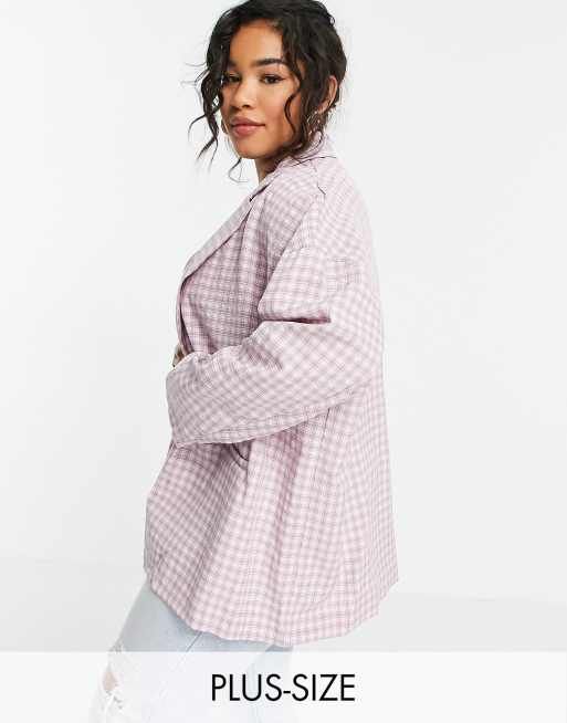Heartbreak Plus – Ginghamrutig kavaj i oversize-modell