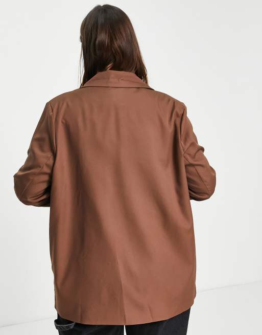 Heartbreak Plus – Oversize-Dad-Blazer in Schokoladenbraun, 3 von 4