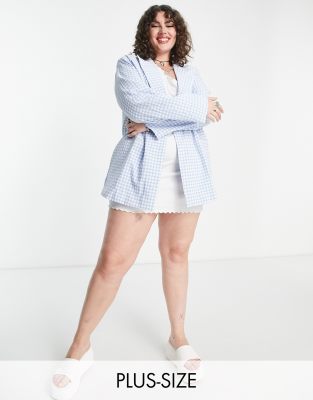Heartbreak Plus oversized blazer in blue gingham - part of a set