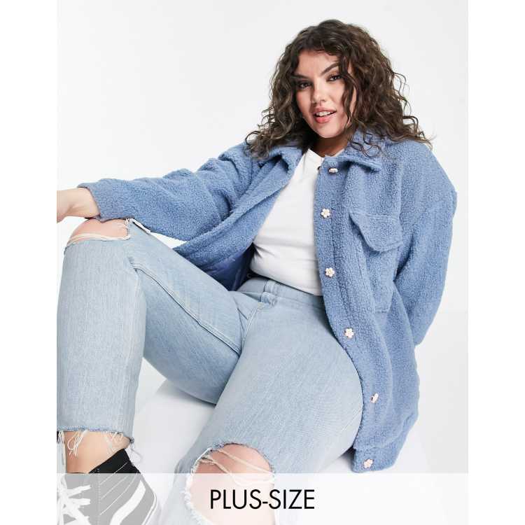 Plus size outlet borg denim jacket