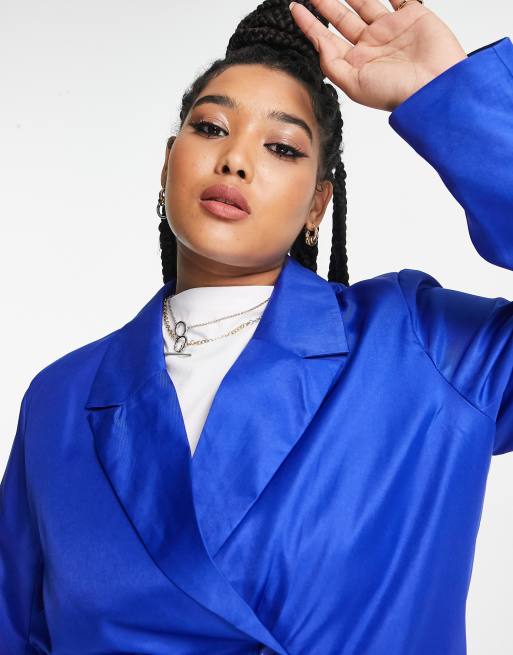 Heartbreak Plus oversized double breasted blazer in cobalt blue