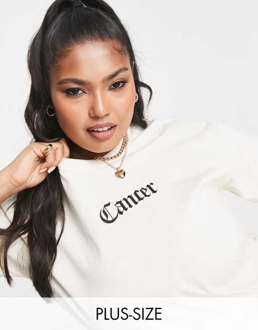 Heartbreak Plus Oversized T shirt With Cancer Star Sign In Beige ASOS
