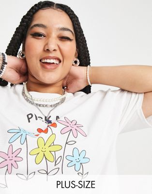 Heartbreak Plus oversized t-shirt with pick me print in white
