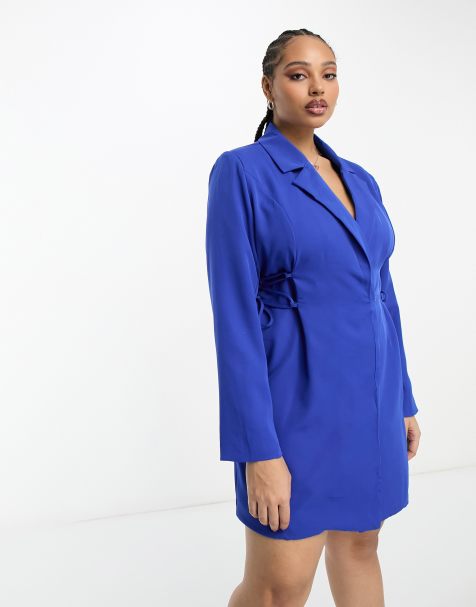 Heartbreak Plus - Robe blazer avec détails lacés sur les côtés - Bleu de cobalt - view 1