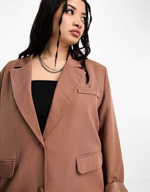 Camel plus size on sale blazer