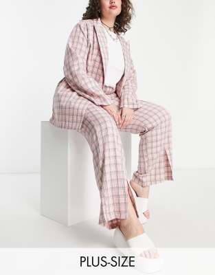 Heartbreak Plus Heartbreak Plus split front trousers co-ord in pink check